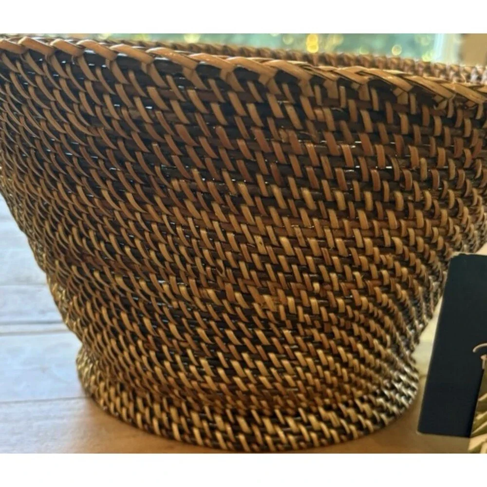 Tommy Bahama Handcrafted Woven Rattan Basket New With Tags